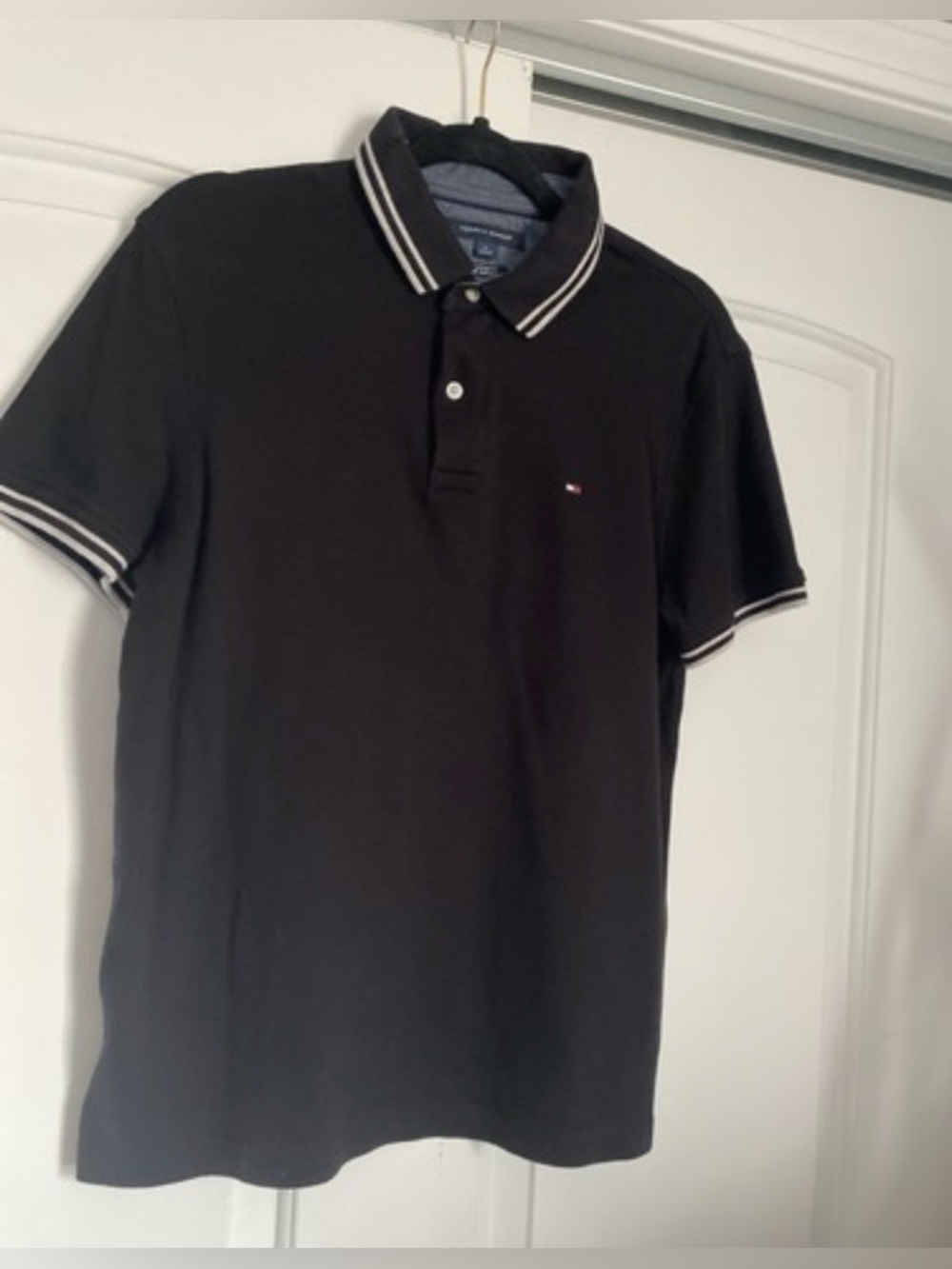 Tommy Hilfiger Men's Black Polo Shirt with Contrast Trim size: XL